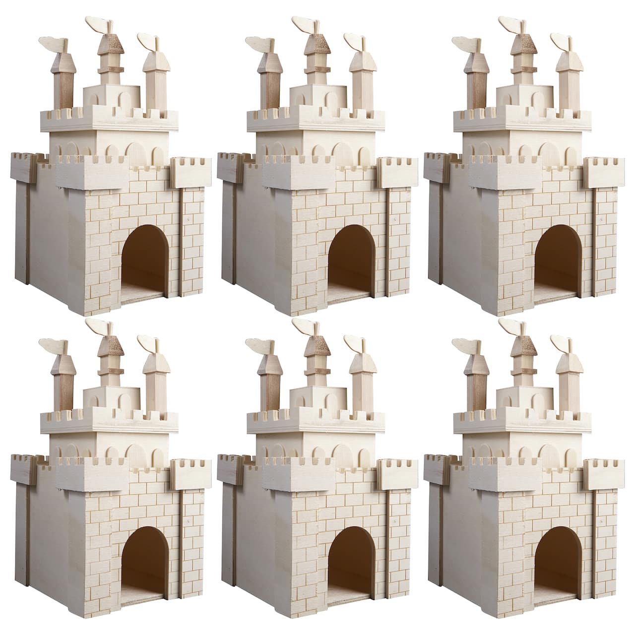 6 Pack: 9.5" Wood Princess Castle Birdhouse by Make Market®